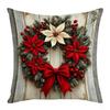 Christmas Embroidered Pillow Covers Set of 4 Santa Deer Snowman Cushion Cases Winter Holiday Sofa Decor (No Insert)
