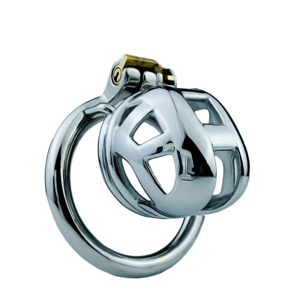 Männer Kurze CB Lock Penis Käfig Cock Lock Edelstahl Keuschheit Lock Sex Spielzeug Femdom BDSM Slave Cock Ring Ball stretcher