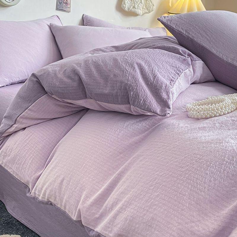 Cream Style Double-Layer Soft Yarn Duvet Cover Set for Double Beds - Ideal for Dorms and Homes