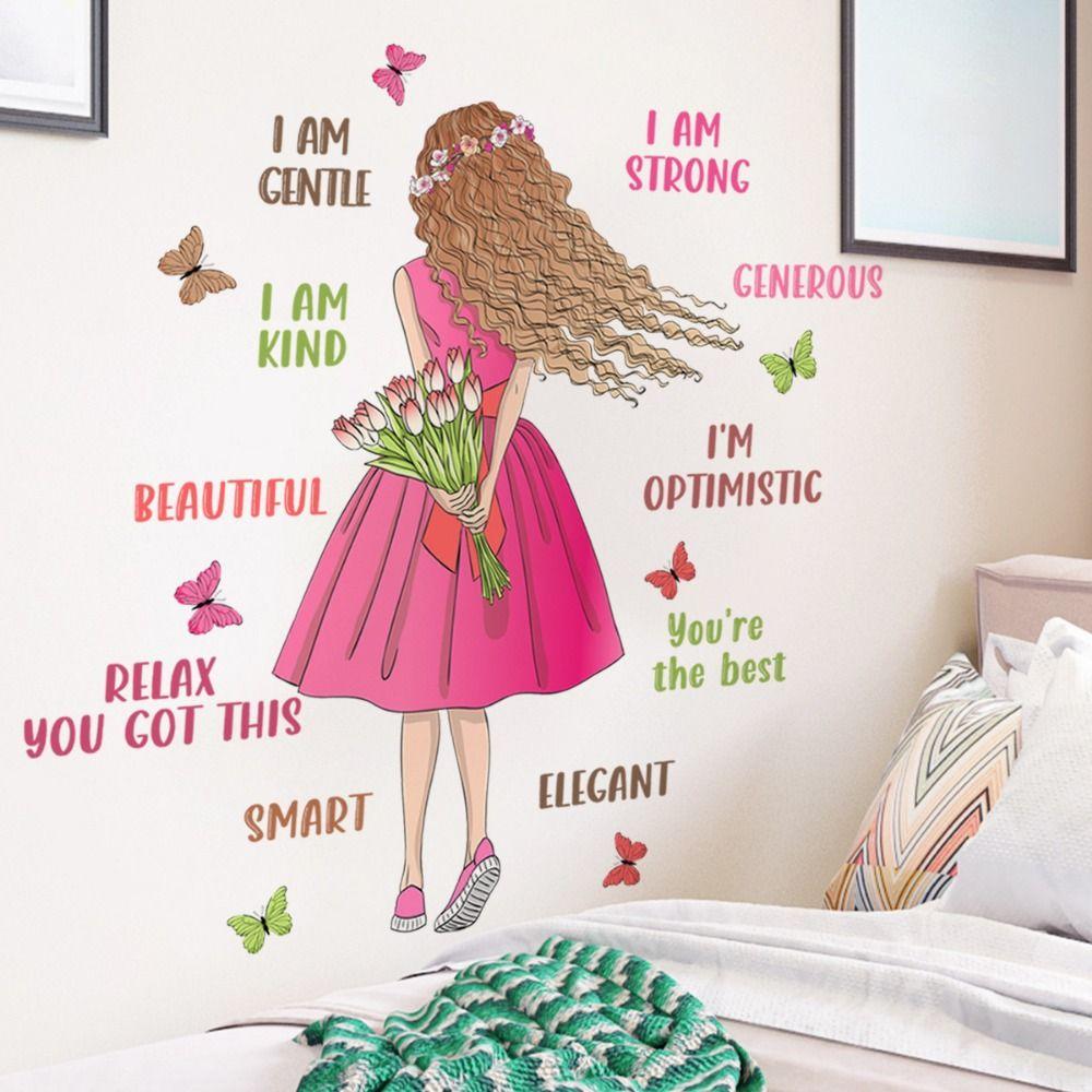 Cartoon Girl Wall Stickers Multicolor Wall Decorative Sticker Creative Wall Decal  Girl Bedroom