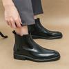Fashion Brown Chelsea Boots Men Business Black Round Toe Zipper Slip-On Solid Men's Formal Boots  Size 38-46
