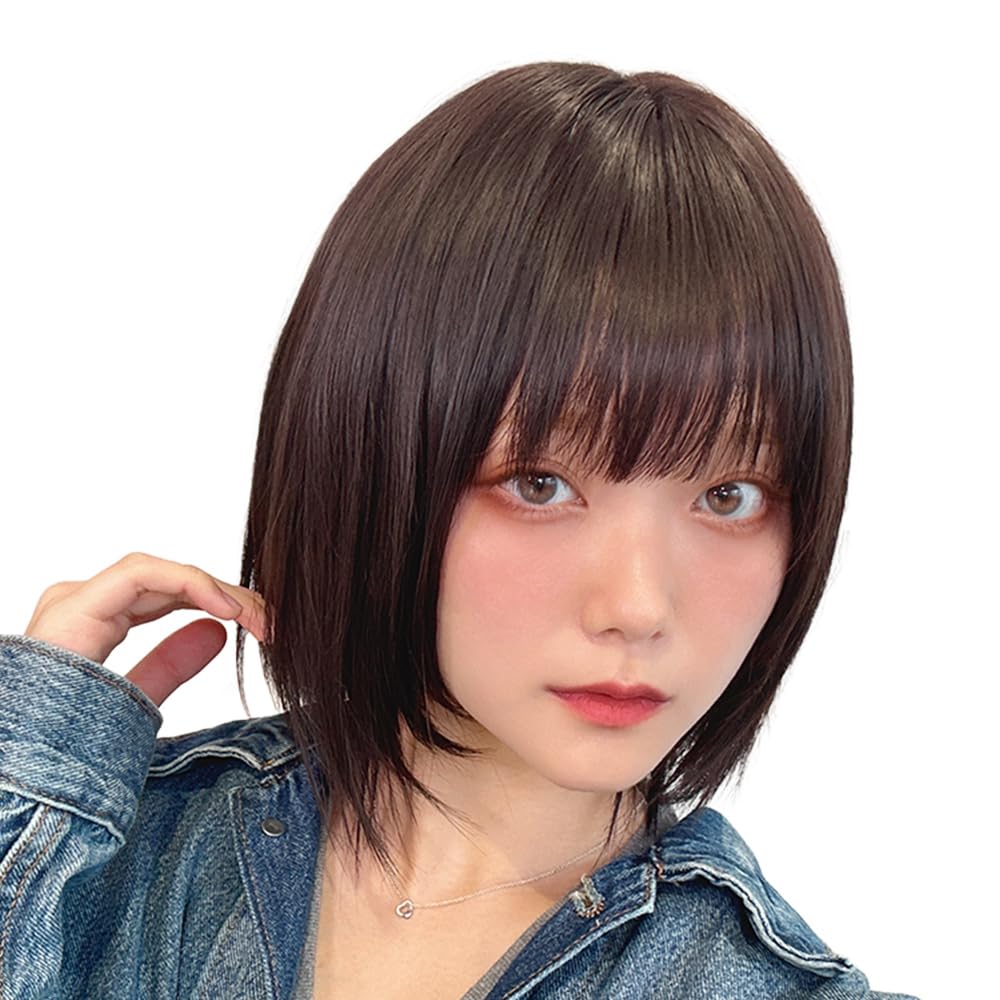 

AQUADOLL MBK Matte Black Wig, Straight, Medium Bob, Layered, Blonde, Pink, High-Tone, Full Wig, Size L, wg362-L-MBK