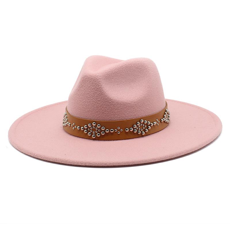 2022 Fedora Hat for Women Retro Wool Felt Jazz Hat 9.5CM Wide Brim Church Wedding Hat Street Fashion Black Dress Cap