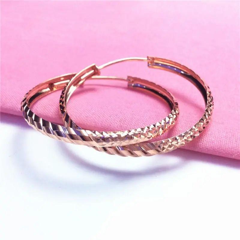 Purple Gold Rose Gold Circle Earrings Women'S Simple Fashion Personality Trend Noble Exaggerated Gold Earrings