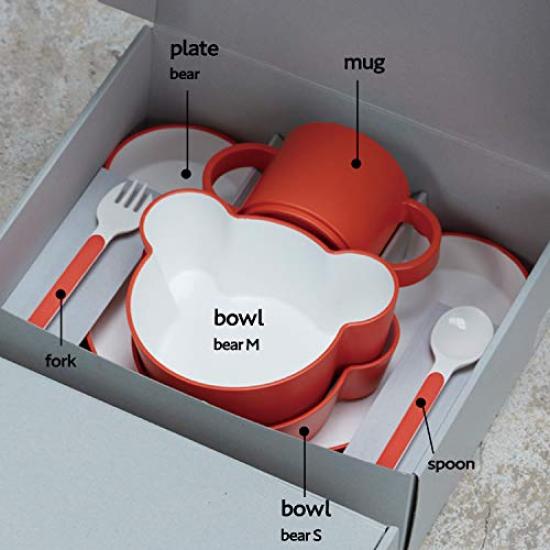 tak KIDS DISH Gift Box Cutlery Bear Kids Dish Dishwasher Safe Tableware Navy/tak (Navy) Children's 1011-NV