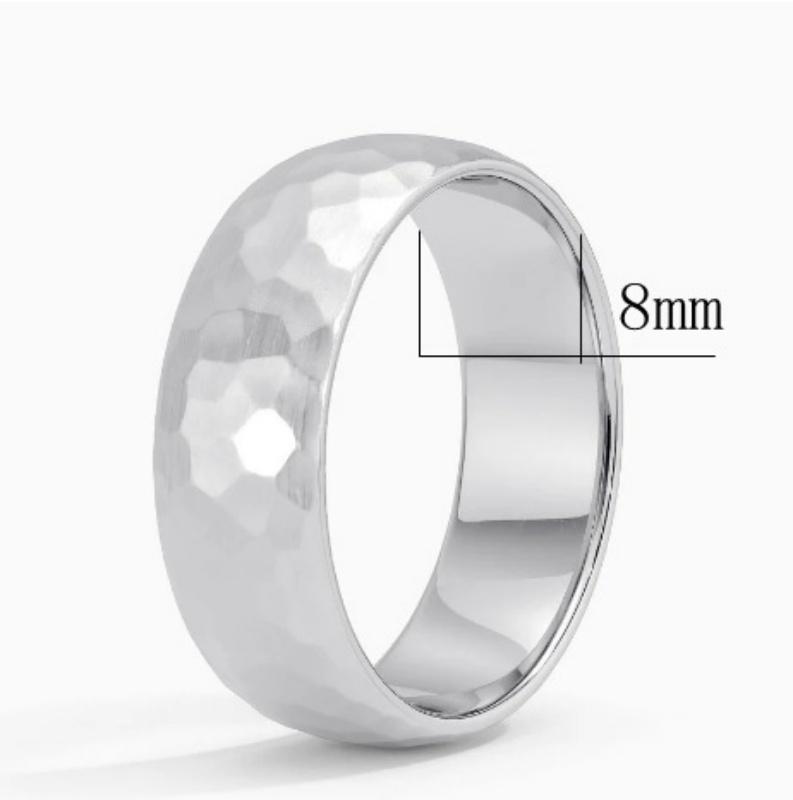 Black Stainless Steel Couple Ring Fashion Hammered Multi-faceted Titanium Rings for Men Women Wedding Engagement Jewelry