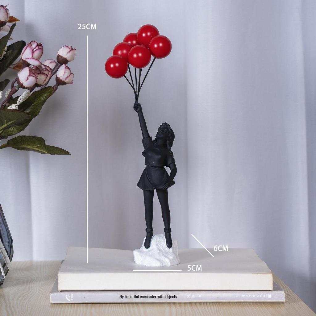 Banksy Girl with Balloon Sculpture - Resin Living Room Ornament