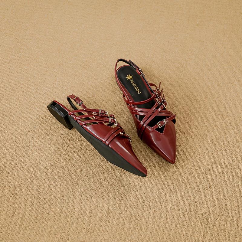 

Остроносые новые модные роскошные сандалии нишевого дизайна из кожи, одинарная обувь, женские, с сумкой на носке, универсальные балетки для улицы 39