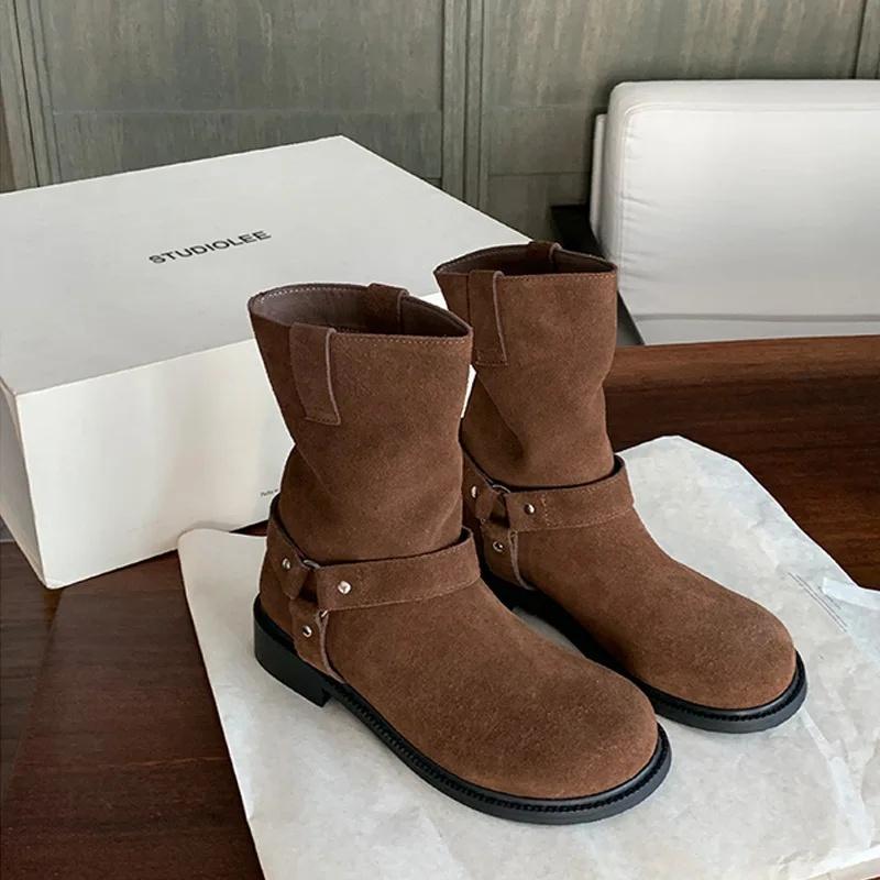 

Men Women Spring Autumn Boots RoundToe Retro New Suitable for Daily Wear and Various Occasions High Quality Material for Durability 35