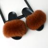 Furry Slippers for Women The Same Style In Summer Real Fox Fur Slippers Plus Size Female Sandals