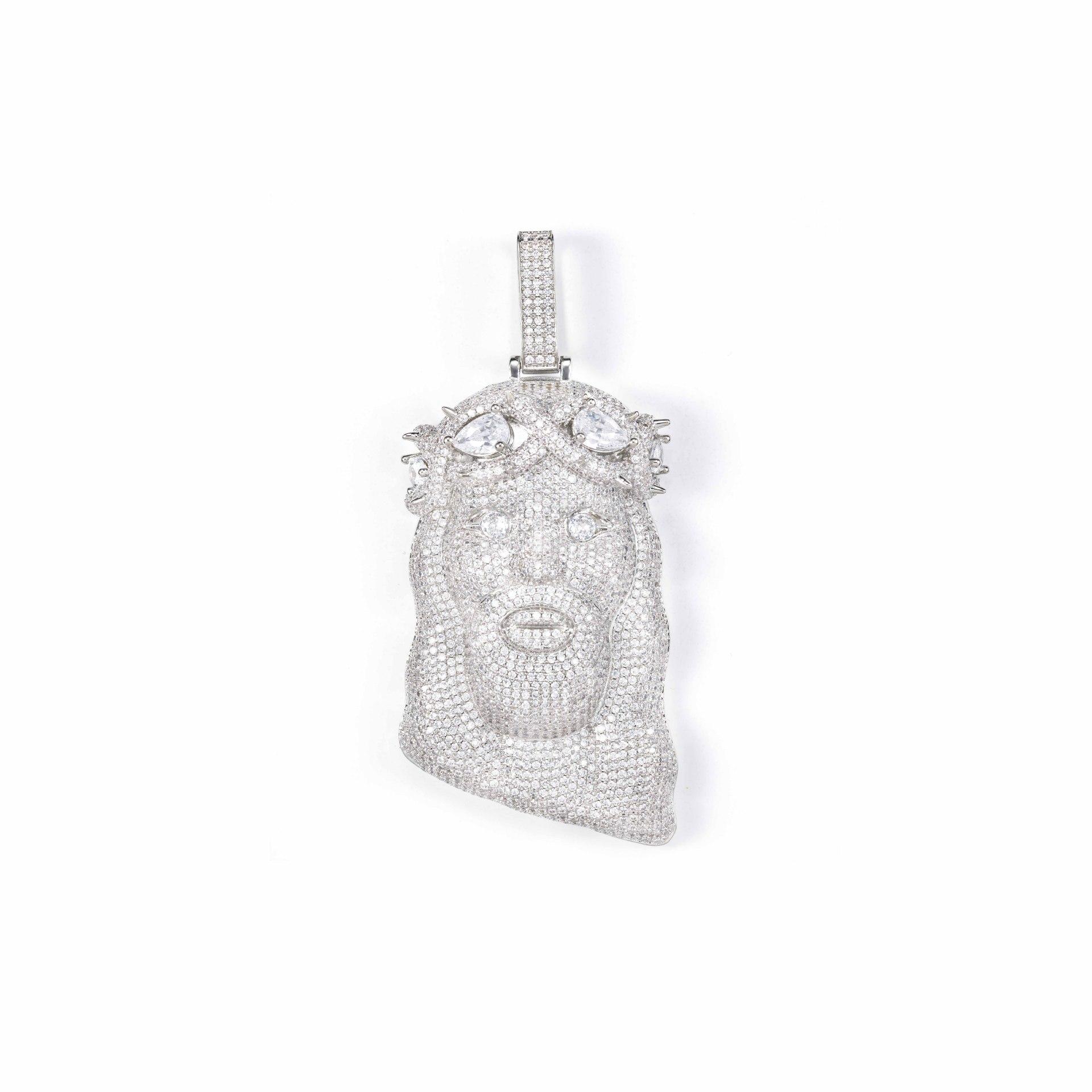 

European and American hip hop rap full of zircon human avatar thorn crown accessories pendant jewelry personalized trendy brand necklace jewelry