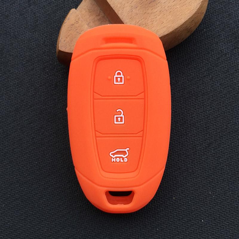 Silicone rubber car key case cover for hyundai kona 2017 i30 ix35 solaris Azera ELANTRA GRANDEUR IG 3button key case cover shell