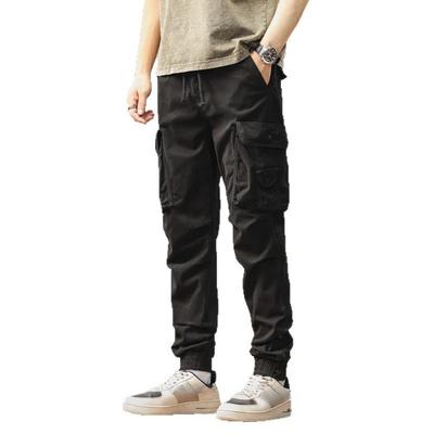 Working Pants for Men's Spring and Autumn Pure Cotton Wear-resistant Small Feet Tying Pants American Retro Multi-pocket Casual Pants Trousers