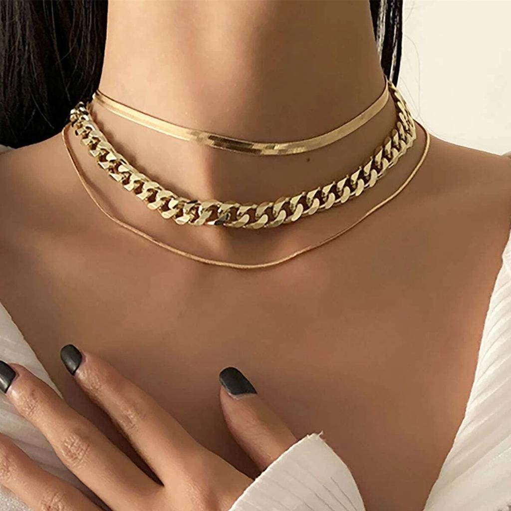 Simple Punk Style Thick Chain Neck Chain, Creative Snake Bone Chain Set Necklace for Women