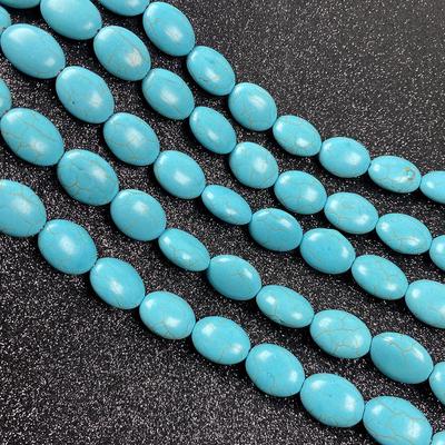 Natural Stone Beads Jewelry Making Egg-shaped Blue Turquoise Loose Beads for DIY Necklace Bracelet Handiwork Sewing Craft Accessory