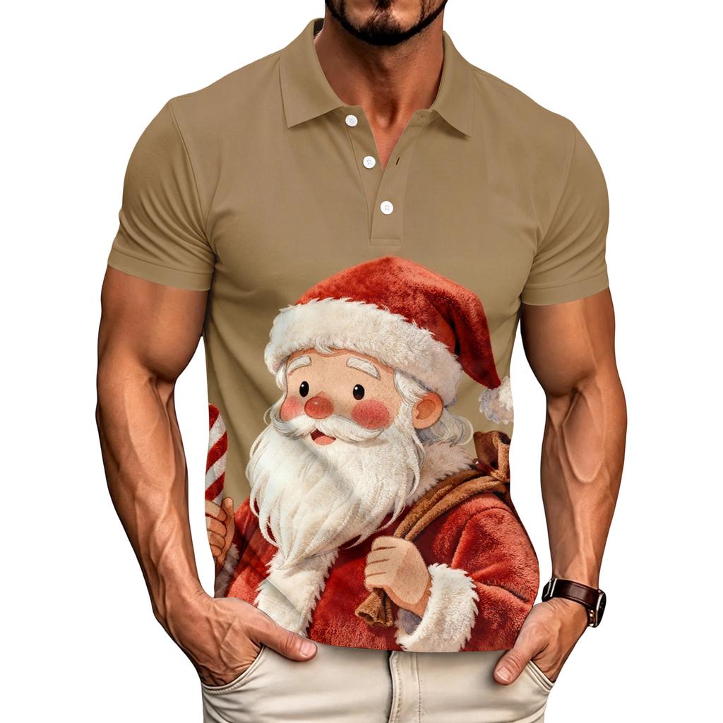 Men's Relaxed Fit Christmas Print Short Sleeve T-Shirt for Casual Holiday Wear