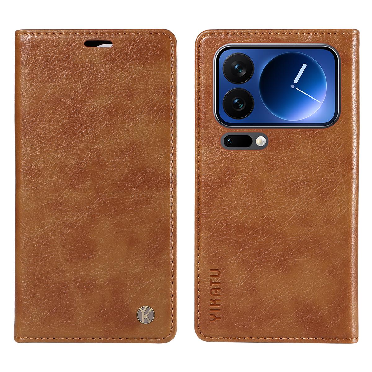 

For Xiaomi 17 Pro Wallet Case YIKATU YK-006 Magnetic Closure Leather Phone Cover Litchi Texture