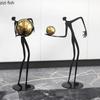 Abstract Character Statue Metal Handicraft Gold Balls Decorative Character Figurines Sculpture Home Decoration Accessories