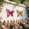 3D Iron Butterfly Wall Art, Vintage Metal Garden Wall Decor Hand-Painted Outdoor Hanging Ornament for Patio Yard Home-Rustproof