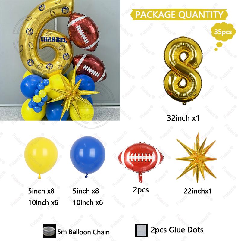 

35 шт. Звезда-взрыв Мяч для регби Футбольный шар Золотой шар с цифрами 1-9 Набор шаров Спортивная тематика Украшение для дня рождения Разноцветный шар other