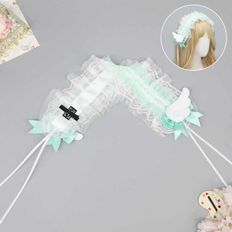 Handmade Bow Lace Headband Japanese Girl Lolita Hairpin Soft Cute Two-dimensional Headgear Cute Sister Hair Accessories