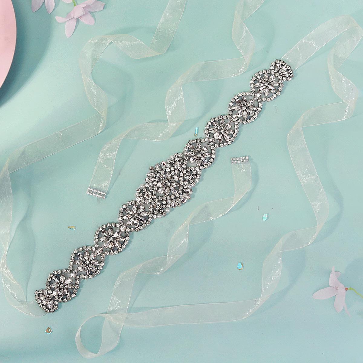 

Luxurious Rhinestone Bride s Evening Gown Belt - Hand-Sewn Wide Waistband for Photo Shoots