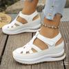 New Large Size Wedge Heel Sandals Women's Bag Head Hollowed Out Breathable Women's Large Size Muffin Thick Bottom Velcro Women