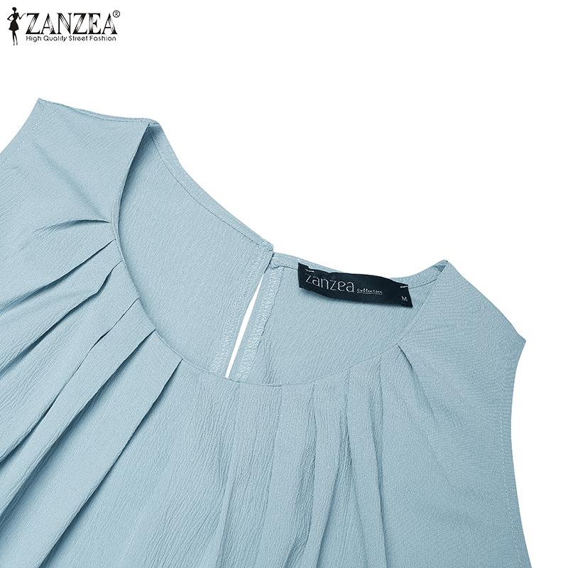 ZANZEA Women Casual Round Neck Summer Sleeveless Dress