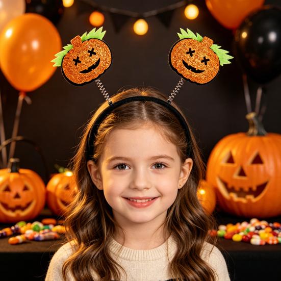 Halloween Headband for Kids Adults Glitter Pumpkin Bat Ghost Skull Hair Accessories