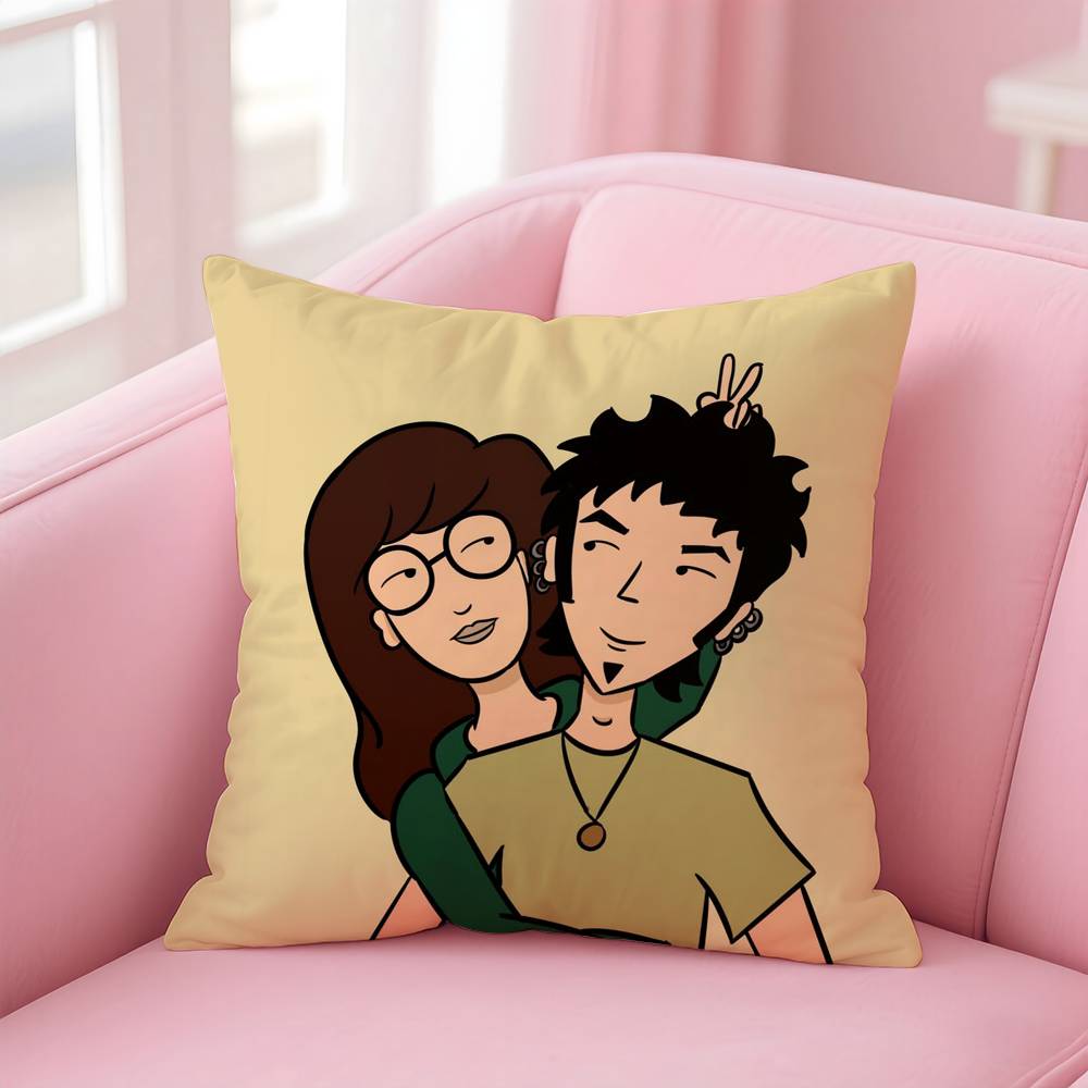 

Cartoon D-Daria Pillow Case Pattern Printed Pillowcase For Living Room Sofa Cushion Cover & Bedroom Decor 12x12Inch