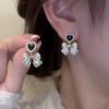 Korean Shiny Rhinestone Bowknot Stud Earring For Women Sweet Zircon Pearl Love Heart Geometrical Earring Girl Wedding Jewelry