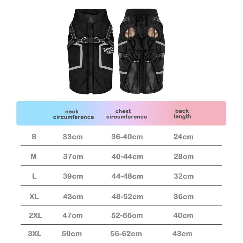 Pet Dog Cotton Coat With Traction Hole And Reflective Dog Autumn Winter Dog Warm Thick Jacket Lightweight Dog Clothes Vest S