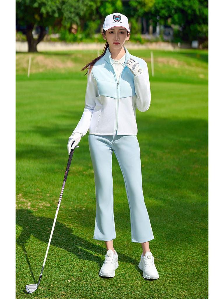 Women's Windproof Long Sleeve Golf Jacket - Autumn/Winter Sunscreen, Korean Style, Warm and Slimming Sportswear