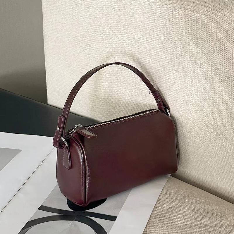 Mini Pillow Bag for Women 2025 New Vintage Cowhide Crossbody Underarm Bag Versatile Casual Fashion Cylinder Bag Trendy