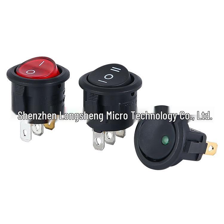 KCD1 Тумблер: Круглий, Підсвічений, 2/3/4-контактний, 2/3-позиційний, 6A 250V, Отвір 20 мм.