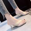 Fashion High Heels Slippers Female Summer Europe and America PVC Transparent Flip-flops Cone High Heels