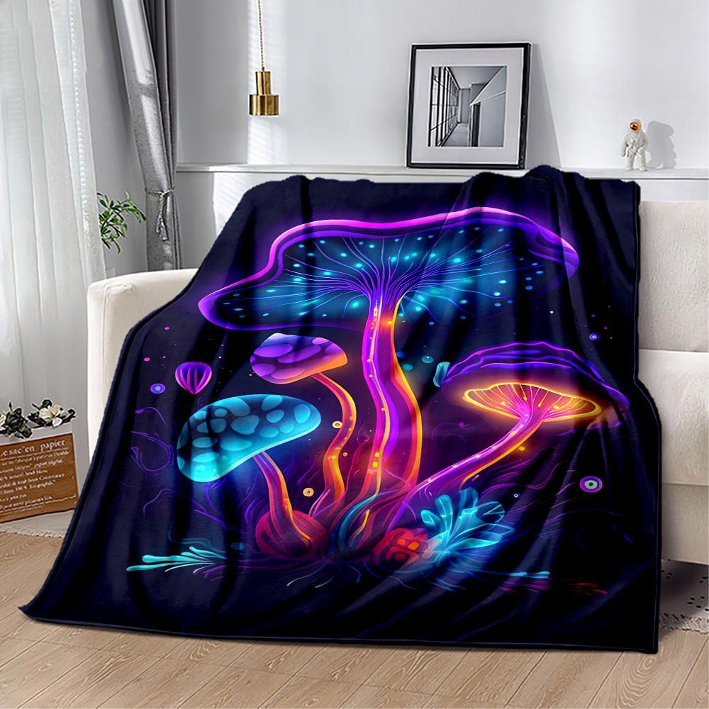 1pc Psychedelic Mushroom Garden blanket Soft and Warm for Sofa Office Camping Travel Livingroom Great Gift for Friends and Family Comfortable