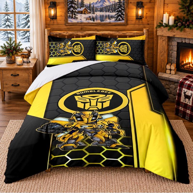 Transformers Pattern Bedding 3Pcs Set Bed Sheet And Pillowcases For Indoor Bedroom