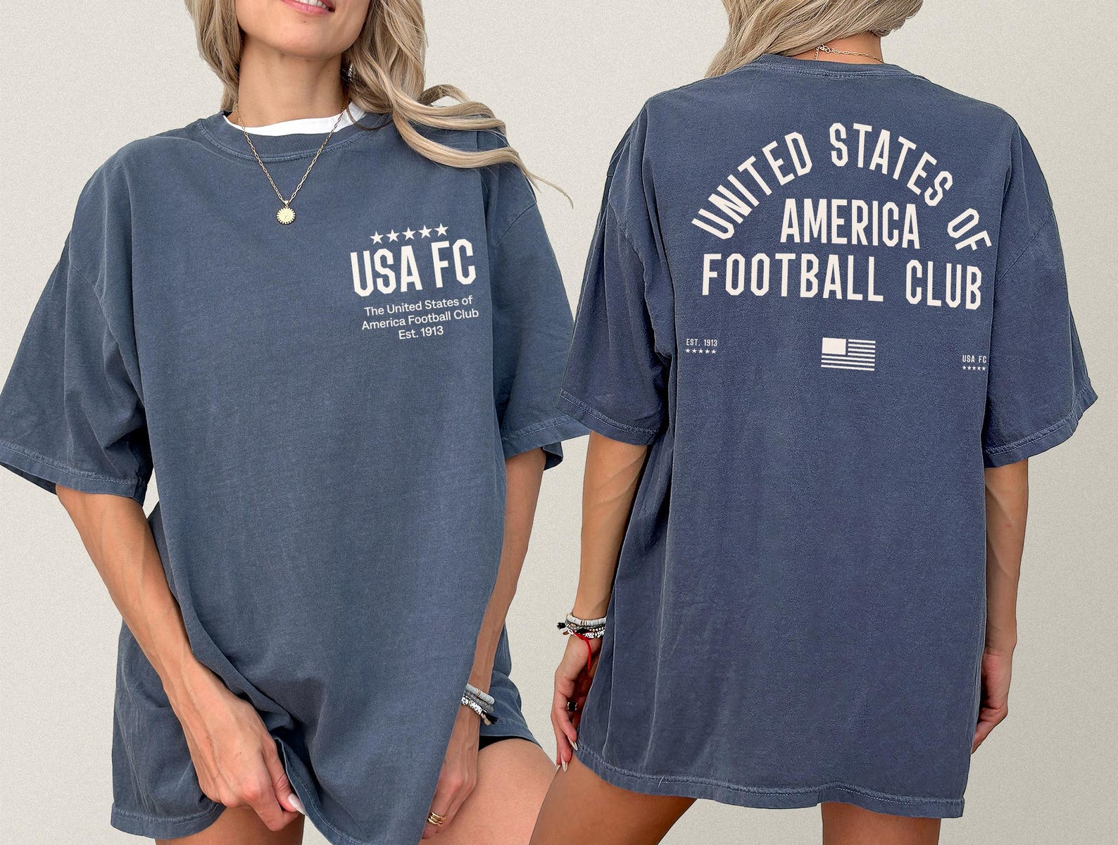 USA FC Soccer T-Shirt, Vintage World United States Cup Graphic Tee 4XL