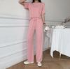 Women's Autumn Round Neck Short Sleeve Pajama Set - Soft Ice Silk Casual Homewear