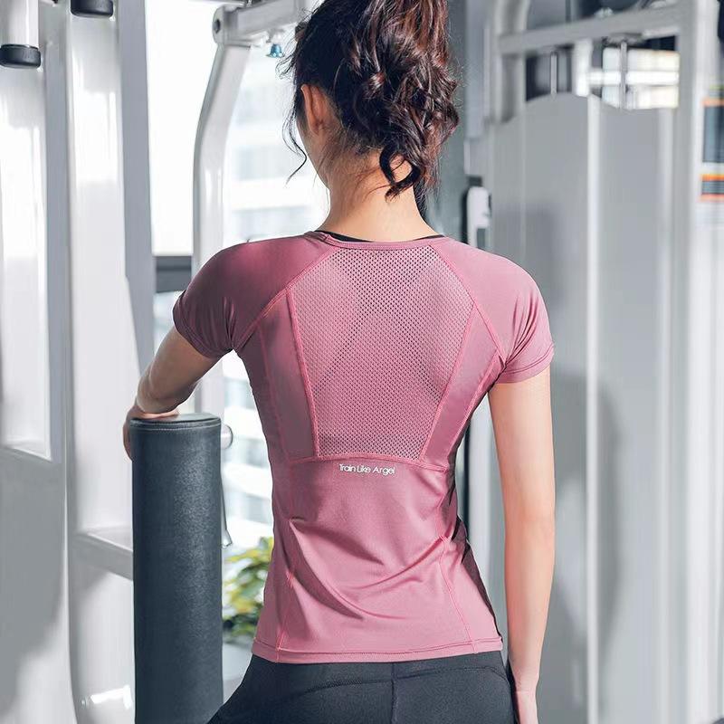 Sports T-shirt Women Summer Breathable Sexy Beauty Back Fitness Wear Quick Dry Running Training Short Sleeve Yoga Top