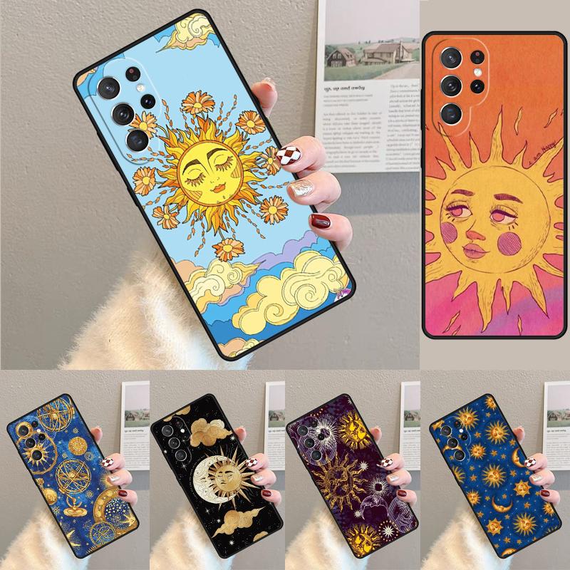 Funny Sun Moon Face Silicone Phone Case For Samsung Galaxy Note 10 Pro S26 S25 S24 S23 S22 S21 Plus S25Ultra Capa Cover