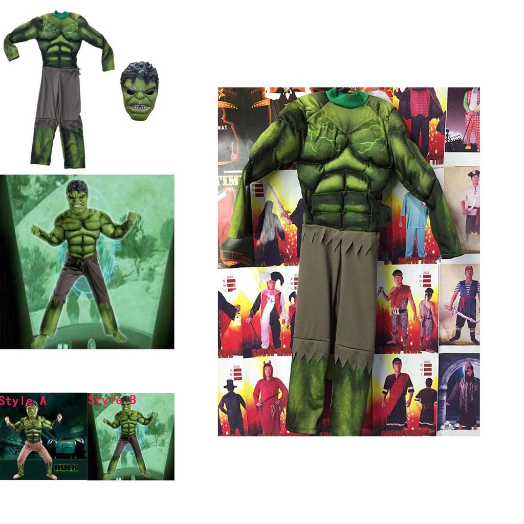 Hulk The Avengers Muscle Mask Costume Boys Cosplay Kids Carnival Clothes Fantasy
