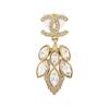 CHANEL [23 Spring and Summer New Products] 23S Rhinestone Double C Crystal Large Leaf Pendant Earrings Women's Gold