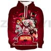 Harajuku Hazbin Streetwear 3D Print Hotel Men Clothing Hip-Hop High Street Sweatshirts Female Anime Hoodie Cosplay Costume Hoody