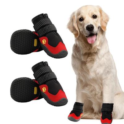 Hundeschuhe Welpenschuhe für Outdoor 4 STÜCK Wasserdichte Hundeschuhe Pfotenschutz für Sommer Heißer Asphalt Winter Schneetag Outdoor