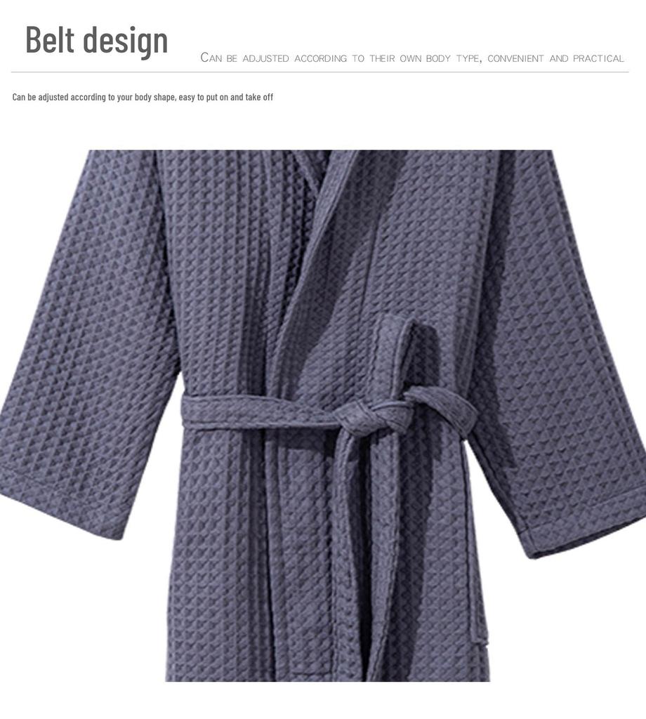 Japanische Baumwoll-Waffel-Yukata-Robe: Ganzjahres-Bademantel für Damen & Herren