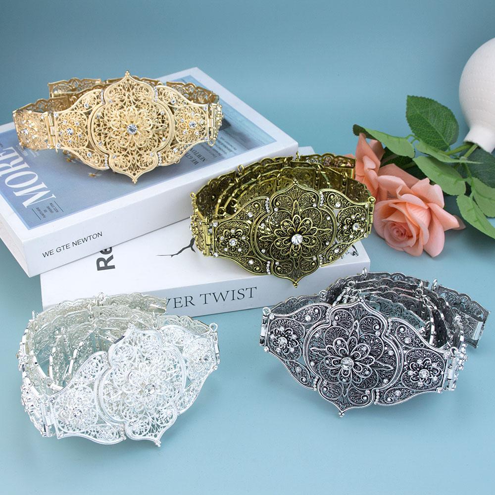 חגורת נשים קווקזיות בצבע זהב כהה פויהסה תכשיטי חתונה לכלה חגורת בטן קפטן ערבי מסורתי גלימה שרשרת מותן אורך מתכוונן