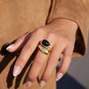Design Sense 18k Gold, Water Drop Inlaid Pearl Asymmetric Versatile Fashion Open Ring
