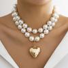Vintage Big CCB Ball Heart Pendant Necklace INS Aesthetic Choker Hip Hop Party Jewelry Women Girl
